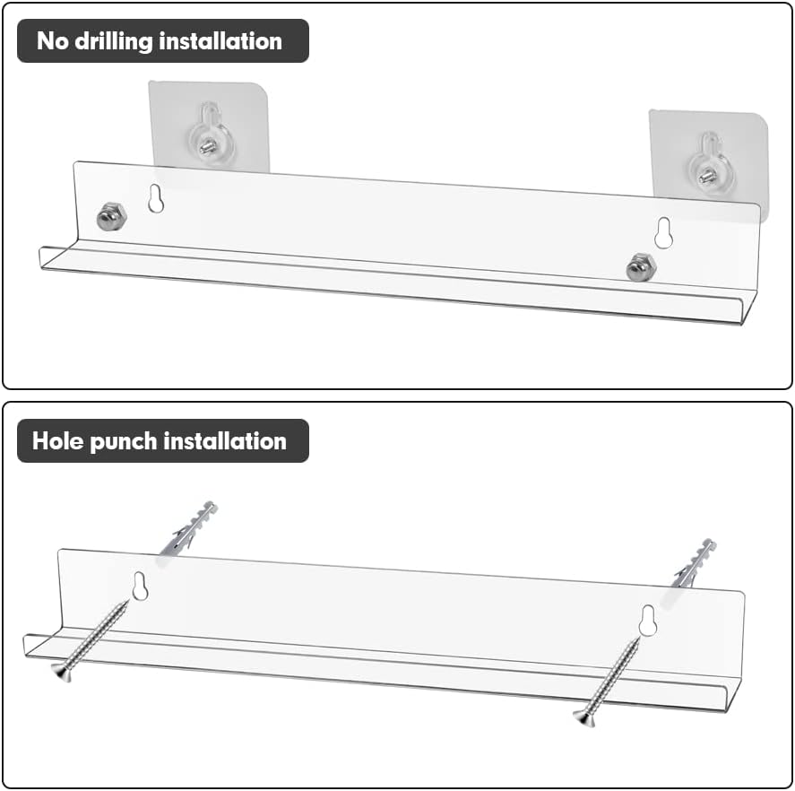 T & Thome 6-Pack 13,9 Stand flutuante de acrílico, janela de adesivo Lareira invisível para banheiro, quarto de crianças, exibição