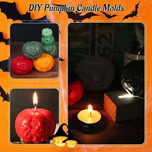 Mold de vela de abóbora, 3D Halloween Tabetrop Decoration Moldes de silicone em forma de abóbora para resina epóxi DIY, sabão artesanal,