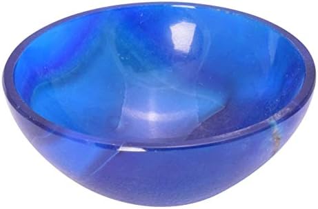 Tigela de cristal de ágata azul Mão esculpida Reiki Energy Gerador de cedas de cura 2 polegadas