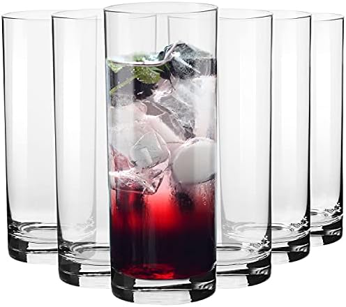 Krosno Alto suco de água bebendo copos | Conjunto de 6 | 16,9 oz | Coleção de equilíbrio | Glass de cristal de Highball