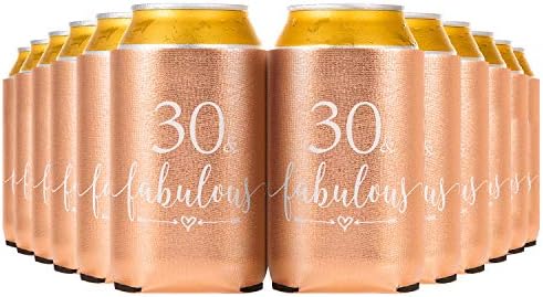 Crisky 30 fabulosos latas mais frias Decorações de 30º aniversário da lata Favidade de manga de cerveja, pode cobrir