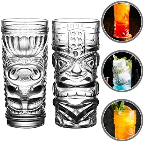 Cabilock copos transparentes de copos transparentes decoração havaiana 2pcs Atraente bebida copos de vidro transparentes