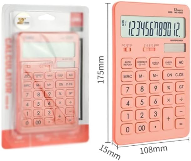 Calculadora MJWDP Plastic-12 Digits 120 Etapas Verifique a bateria e energia solar Dual Power Big Display (cor: preto, tamanho