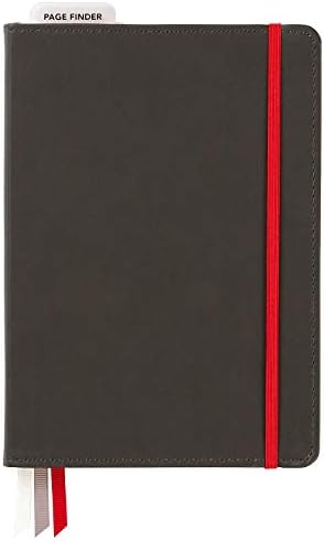 C.R. Gibson Black Leatherette Dot Grid Notebook Journal, 6 '' W X 8,5 '' L, 240 páginas, registro de marcadores