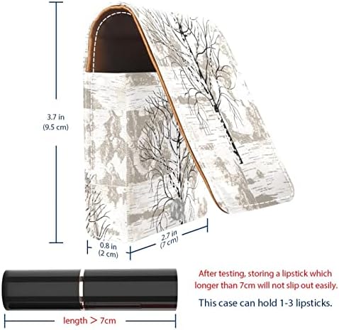 Árvores de bétula no suporte da caixa de batom de Birch Bork Background Case Box com espelho, bolsa de brilho labial