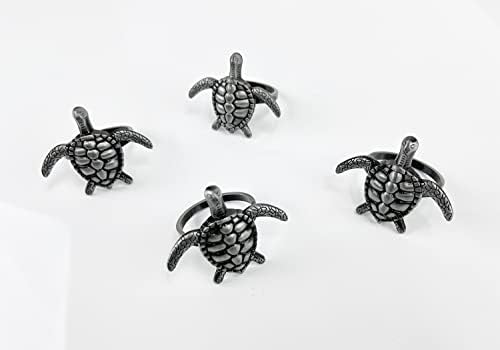 Fenco Styles Touch Touch da natureza Tartaruga marinha de guardanapo de metal, conjunto de 4 - criaturas do mar de