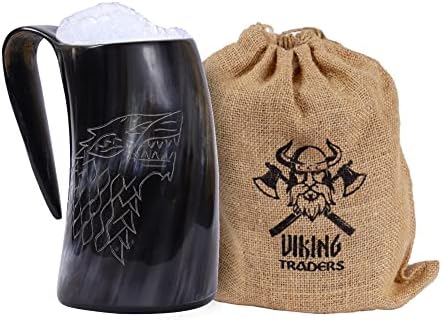 Viking traders originais medieval viking bebida caneca de chifre de lobo exclusivamente tanque esculpido artesanal de chifre