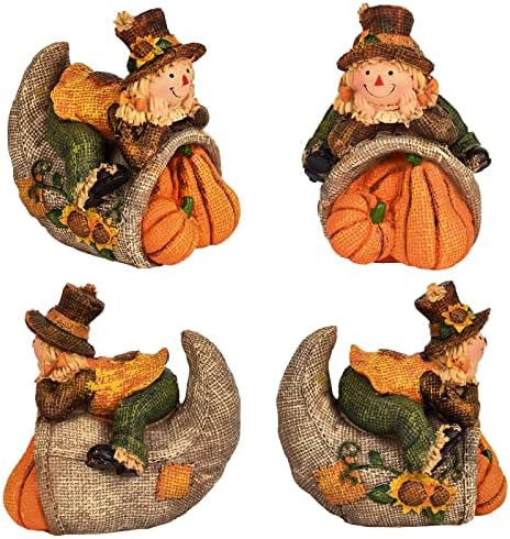Decoração de mesa de espantalho Figuras de queda Decoração da estatueta Sorrindo abóboras de outono de outono a Páscoa do Dia das Bruxas de Ação de Graças