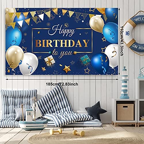 Kit de balões de aniversário azul marinho Conjunto de kits 50 peças Pacote de banner de fotografia azul de fotografia para