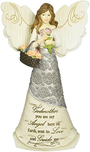 Elementos madrinha anjo estatueta por pavilhão, 6 polegadas, segurando a cesta de flores, madrinha você é meu anjo
