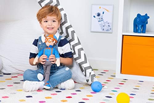 Doll Blippi Bendable Plush, 16 ”de altura com SFX - aperte a barriga para ouvir frases clássicas - brinquedos educacionais e divertidos para bebês, crianças pequenas e crianças pequenas