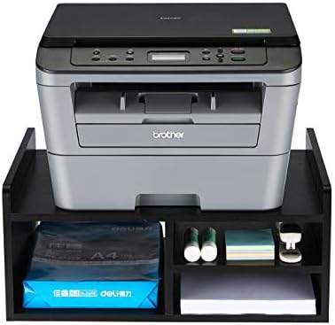 PAG PRINTER STAND RISER COMPUTADOR COM Organizador de mesa de madeira de armazenamento para casa/escritório, 2 camadas, preto