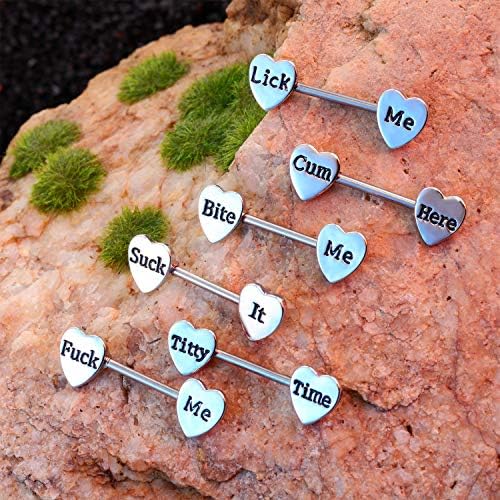 6 pares de bico em forma de coração anéis de língua 14g bico aço inoxidável anéis de barra