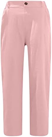 Calça de algodão de linho feminino Ruiruilico 2023 Capri de verão Capri Cropped calça elástica de cintura alta praia