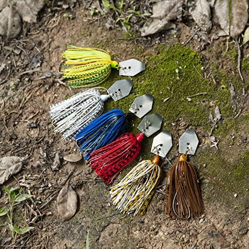 Goture 6pcs Lures de pesca BuzzBaits SpinnerBaits Topwater Jigs Lures Mix Color Kit 0,38 oz para água de água salgada