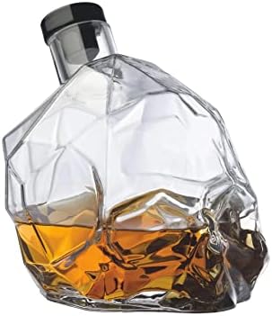 Nude Nude Glass Madeo Memento Mori Bottle | Decanter de uísque de vidro cristalino em forma de crânio com rolha preta | 25,25 fl oz / 6in / 4.5in / 7.25in