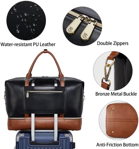 Bostanteen Weekender Bags for Women Leather Travel Duffle Bag, carregue a mochila durante a noite com compartimento de