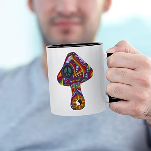Cogumelo psicodélico Creme de cerâmica Creative Black Inside Coffee Cup de canecas Durável Handal