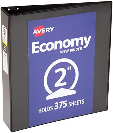 Avery Economy View 3 Anel Binder, 2 anéis redondos, 1 fichário preto