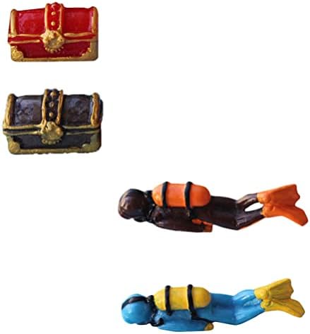 Operitacx Decoração de casa Acessórios piratas 4pcs Tesouro Armário Diver tanque de peixe Aquário Flutuante Divertido Ornamento fofo Mini mergulhador Figura Diver Hunter Micro Landscape Decoration Decoração de casa Toys Kids Toys Toys Kids Toys Kids Toys Kids Toys Kids Toys Toys Kids