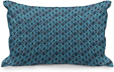 Ambesonne Abstract Quilted Pillowcover, Snake Inspirou Motif Curved Motif Vintage Orient, Capa padrão de travesseiro de sotaque de