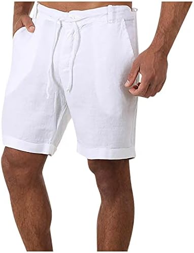 Ymosrh shorts masculinos de moda casual linho de algodão colorido de coloração sólida calça de praia casual