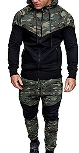 Iqka Men Camouflage Tracksuit Sport Terne Full Zipper Hoodie Fall Selto de moletom