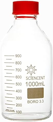 1000 ml de mídia à prova de vazamento garrafa super grossa graduada com tampa de parafuso Gl45 garrafa de vidro durável de 1 litro
