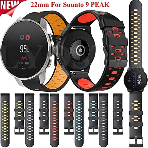 Maalya 22mm Silicone tira para Suunto 9 Peak Outdoors Sport Smart Watch Breathable para pulseira de banda de substituição