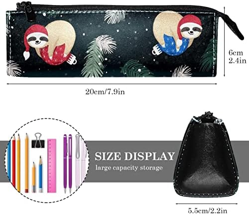 Laiyuhua portátil elegante lápis bolsa de couro pu de caneta compacta zíper bolsa bolsa bolsa cosmética Organizador da bolsa de moeda de moedas bolsa de moeda Sloth Christmas
