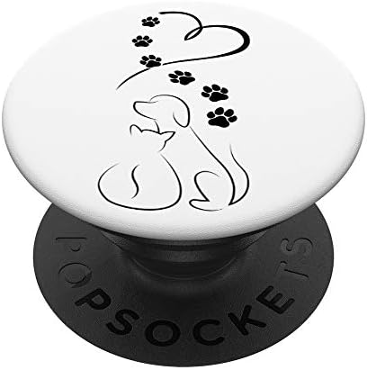 Palhetas de gato de cachorro com popsockets de coração PopGrip: Swappable Grip para telefones e tablets