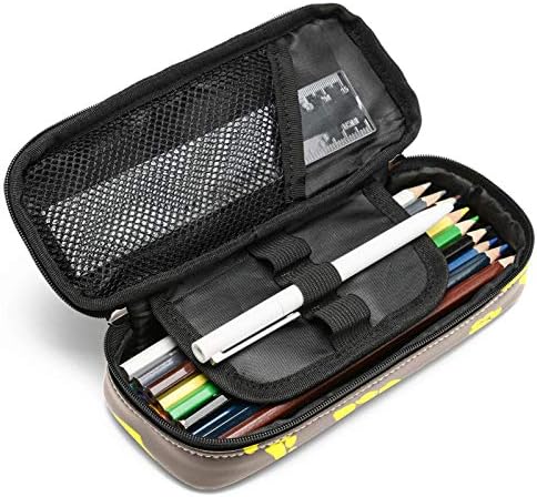 Bolsa de caneta de capa de couro com estampa 84x55in de estampa de 84x55in com bolsa de armazenamento com zíper duplo com zíper para escritórios de trabalho escolar meninos meninas