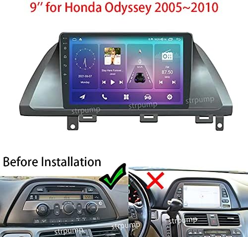9 '' Android 10.0 Rádio estéreo no Dash Fit for Honda Odyssey 2005 06 07 08 09 10 Unidade de cabeça GPS Navigação CarPlay 4G WiFi Bluetooth