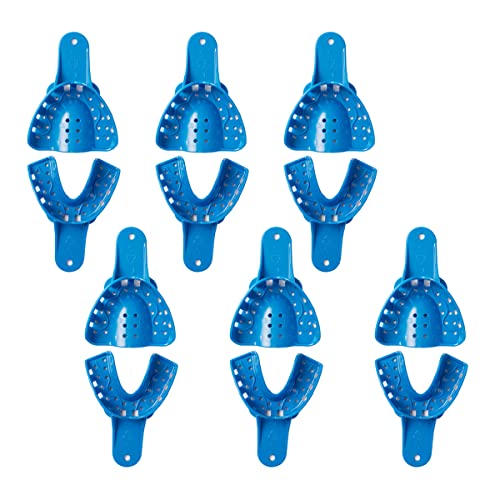 Bandejas de impressão dental do Snawop 12pcs Plástico perfurado portador de plástico para materiais de impressão