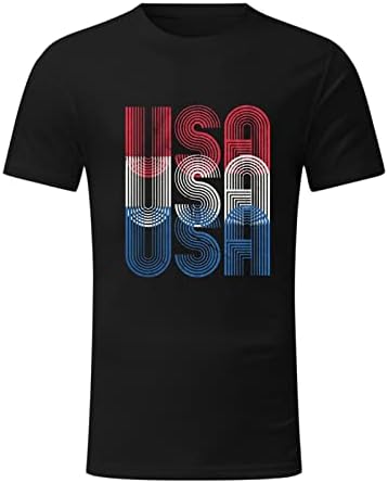 UBST 4 de julho de manga curta masculina camisetas de verão Patriótico USA Prind Print Crewneck Tee Tops Camiseta de treino casual