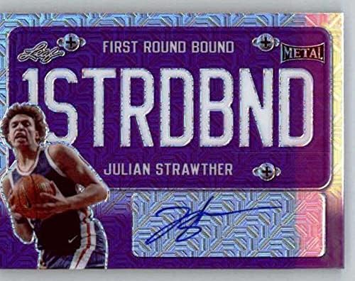 2021-22 Leaf Metal Metal Primeiro Rodada Limite MOJO Autograph Purple FRB-JS2 Julian Strawther RC Rookie Auto 10/15