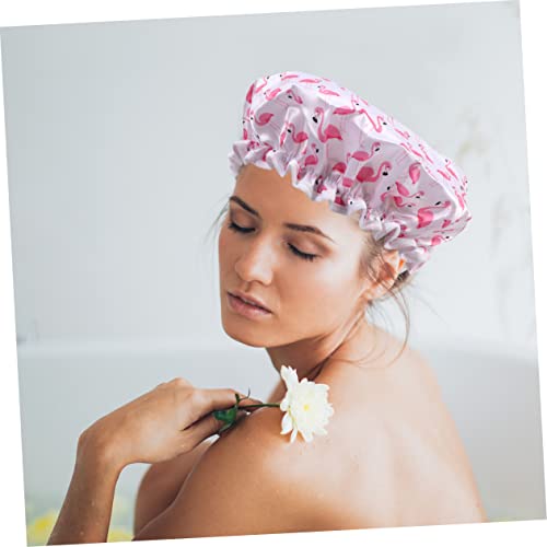 ABOOFAN Visor Bande Banho de Bapa 4 PCs Chapéu para Flamingo Mulher Proteção Cabelo Cabelo Caps Use Banho de Banho Diário Plástico