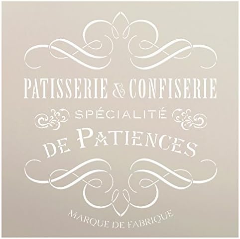 Estêncil de padaria francês vintage por Studior12 Patisserie Word Art - Modelo Mylar reutilizável | Para pintar sinais