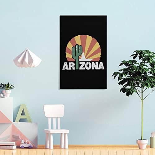 Arizona Cactus Flag Canvas Pinturas de arte de parede obras de arte para casa Presente de decoração de parede moderna