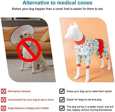 Roupas grandes para cães Lovinpet - Artalha de cachorro de algodão de gola alta, proteção UV, camisa de recuperação pós -cirurgia, tecido