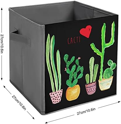 Cacti cactus amor colapsível cubos de armazenamento caixa de 11 polegadas de 11 polegadas de armazenamento com alças