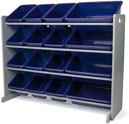 Humble Crew Toy Storage Organizer, Grey/Navy e Branco/Azul/Rosa/Purple Extra-Grege Organizador de brinquedos, 16 caixas de armazenamento