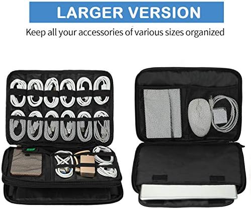 Bolsa de organizador de cabos Nasuque, acessórios eletrônicos Bag de duas camadas de camada de camada de viagem à prova d'água Travel