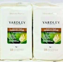 Panos descartáveis ​​enriquecidos com aloe vera, camomila e vitamina E por yardley 12 x 8 ”de comprimento = total 36