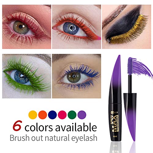 Joyeee 6 Colors Conjunto de rímel, rímel colorido Volumizador de longa duração rímel de longa duração Curling, crie maquiagem encantadora 3D, Brilhante Halloween/Presente de Natal para Mulheres Adolescentes#1