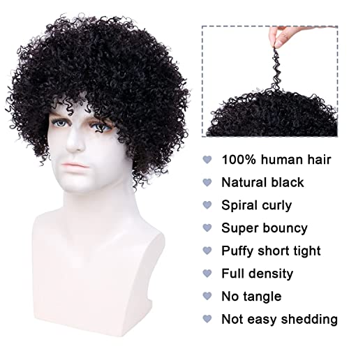Hairmujer 70s Fluffy Afro Wigs Homem Men curto peruca cacheada para homens negros para figurinos