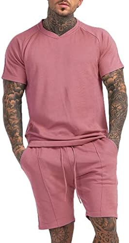 Mens sets curtos de 2 peças de traje de verão de moda conjunto de trajes casuais