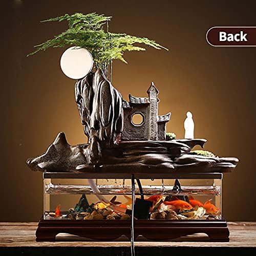 Decoração de tanque de peixes com desktop de mesa interna com bomba de água e decorações cerâmica Cerâmica Rockery Fish Bowl