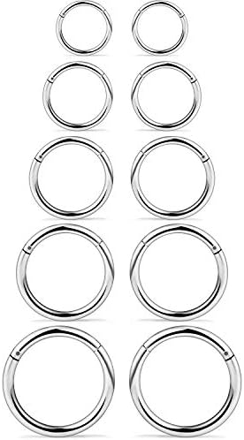 Derrubador 3-10pcs 14g aço inoxidável de aço inoxidável segmão segmentos de septo nariz anel de anel da cartilagem TRAGUS Brincos de piercing jóias de piercing 8mm 10mm 12mm 14mm 16mm 16mm 16mm 16m