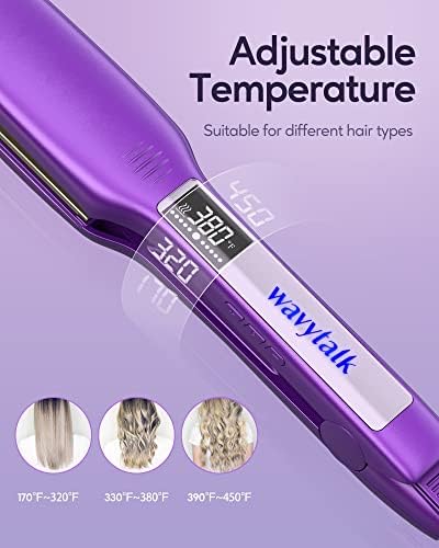 Wavytalk Hair Alisadores, 1,75 polegada de titânio Ferro plano para cabelos com temperatura de 170 ℉ -450 ℉, chapas planas